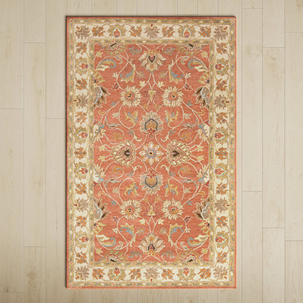 Arden Floral Hand Tufted Wool Orange Area Rug & Reviews Birch Lane